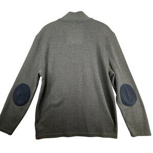 Banana Republic Mens Popover Quarter Zip Sweater Sz XL Gray Elbow Patch Academia